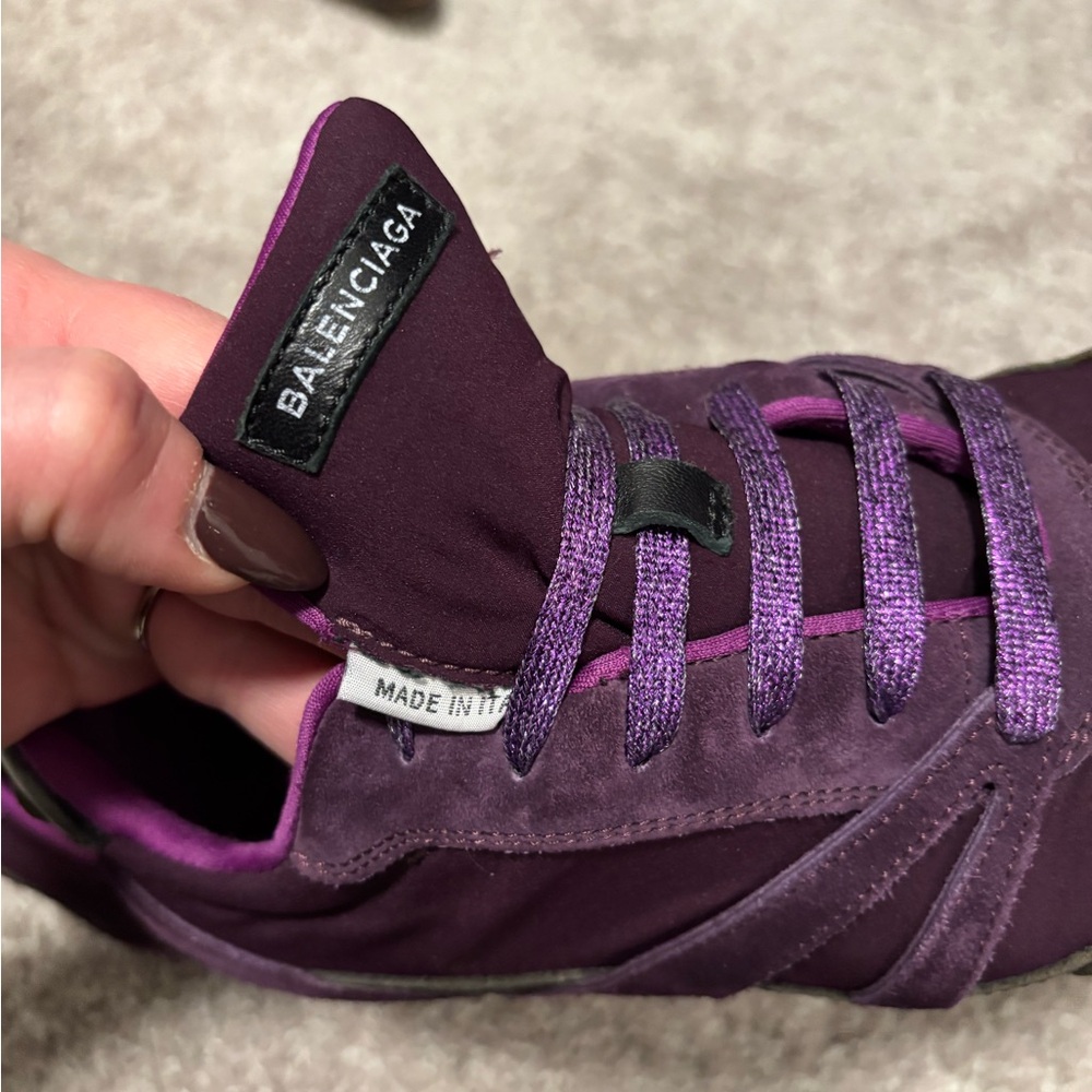 LAST CHANCE Balenciaga Women's Dark Purple leather and suede Sneakers - Picture 10 of 10
